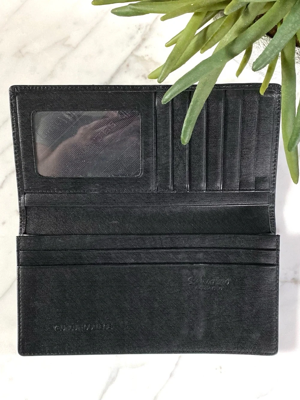 BELCARINO - Men's Long Black Leather Wallet, Check Book, Card Holder